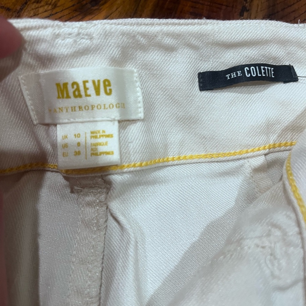 Maeve Colette Cream Flare Wide-Leg pants. Linen - Picture 3 of 4